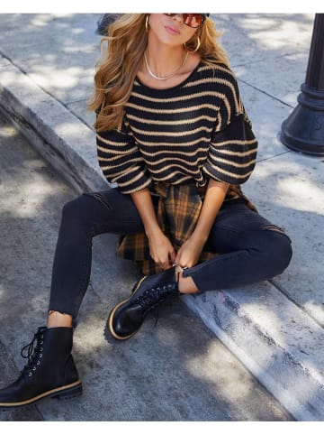 Milan Kiss Pullover in Hellbraun/ Schwarz