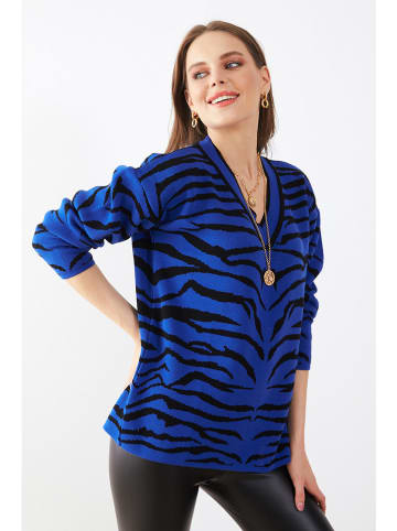 Milan Kiss Pullover in Blau/ Schwarz