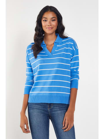 Milan Kiss Pullover in Blau/ Weiß