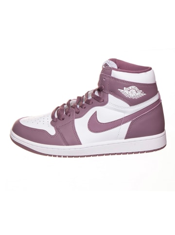 Nike Leder-Sneakers "Air Jordan 1 Retro High" in Weiß/ Lila