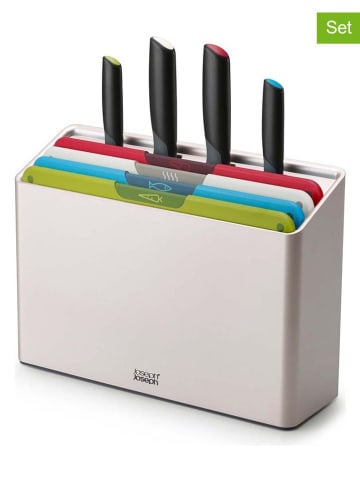 JosephJoseph 8-delige set: snijplanken & messen zilverkleurig/zwart