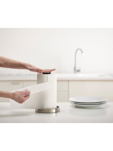 JosephJoseph Keukenrolhouder "Push & Tear" zilverkleurig/zwart - (H)28 x Ø 16 cm