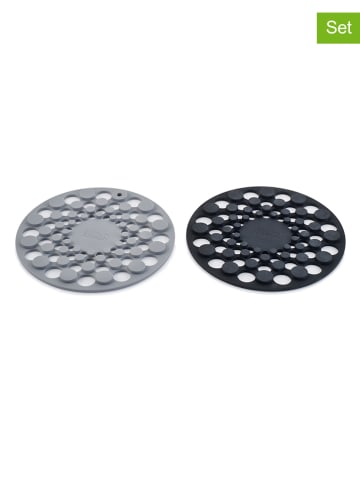 JosephJoseph 2er-Set: Untersetzer "Spot-On" in Grau/ Schwarz - Ø 17 cm