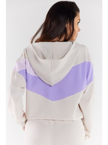 Awama Hoodie in Beige/ Flieder