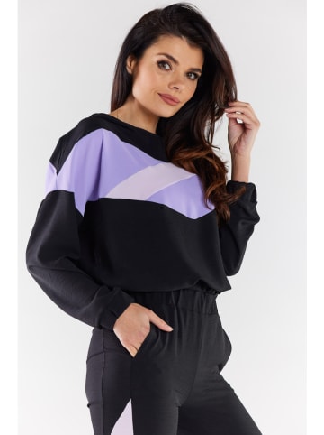 Awama Hoodie in Schwarz/ Flieder