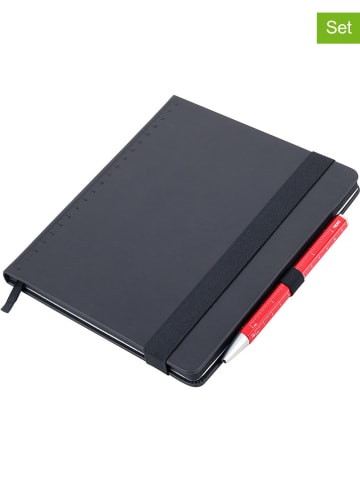 Troika 2-delige set: notitieblok en balpen zwart/rood - A5