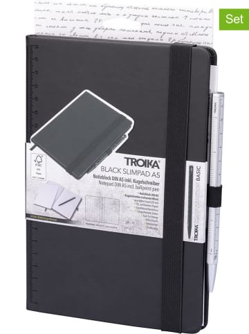 Troika 2tlg. Set: Notizblock in Schwarz/ Silber - A5