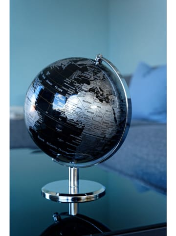 Troika Wereldbol zwart/zilverkleurig - (H)27 x Ø 20 cm
