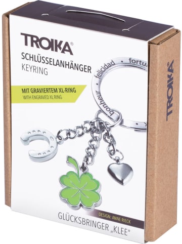 Troika Sleutelhanger "Klavertje" zilverkleurig