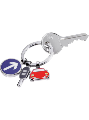 Troika Schlüsselanhänger "On the Road" in Silber/ Blau/ Rot