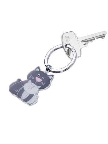 Troika Schlüsselanhänger ''Cat & Kitty'' in Grau/ Silber