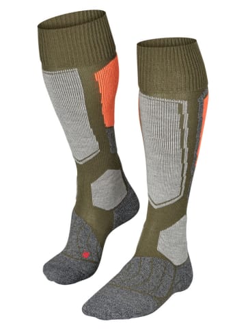 Falke Skisocken kaki/oranje