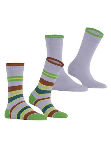 ESPRIT Skarpety (2 pary) "Retro Stripe" w kolorze szaro-zielono-brązowym