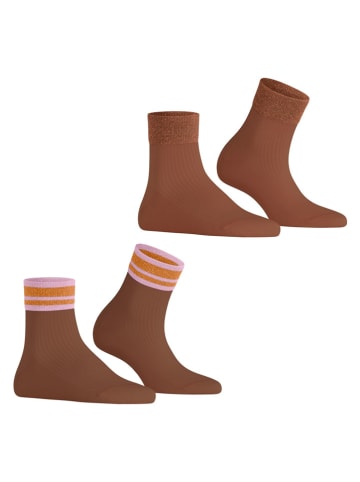 ESPRIT 2er-Set: Socken in Hellbraun