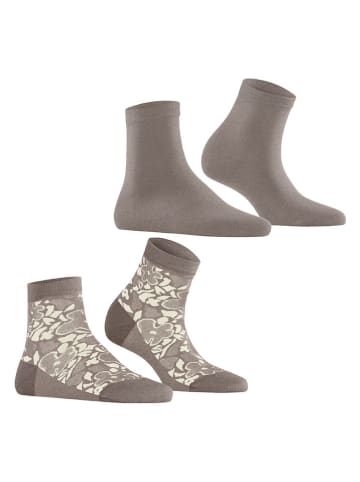 ESPRIT 2er-Set: Socken ''Geranium'' in Taupe/ Creme