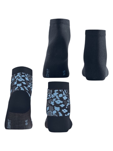 ESPRIT 2-delige set: sokken ''Geranium'' donkerblauw/lichtblauw