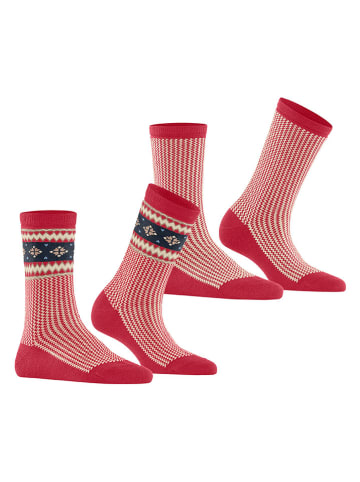 ESPRIT 2er-Set: Socken ''Scandi'' in Beige/ Rot