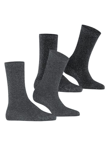 ESPRIT 2er-Set: Socken ''Shimmer'' in Grau/ Schwarz