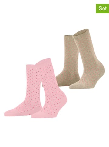 ESPRIT Skarpety (2 pary) w kolorze jasnoróżowo-oliwkowym