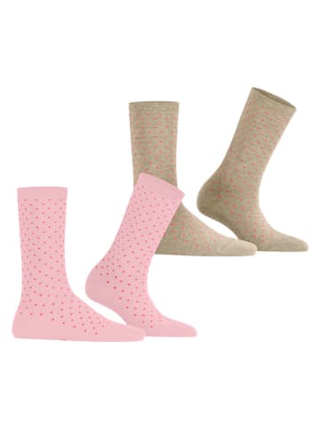 ESPRIT Skarpety (2 pary) w kolorze jasnoróżowo-oliwkowym