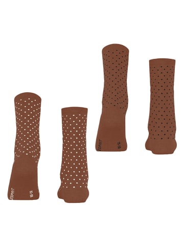 ESPRIT 2er-Set: Socken ''Fine Dot'' in Hellbrau/ Schwarz/ Weiß