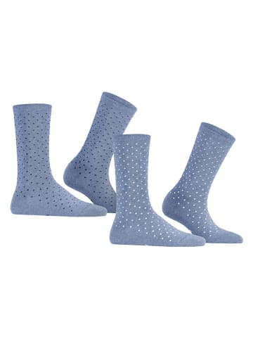 ESPRIT 2er-Set: Socken ''Fine Dot'' in Hellblau/ Blau/ Weiß