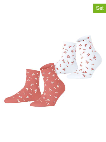 ESPRIT Skarpety (2 pary) "Twig" w kolorze pomarańczowo-białym