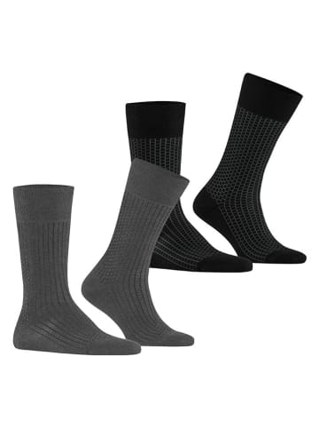 ESPRIT 2er-Set: Socken ''Illusional'' in Grau/ Schwarz