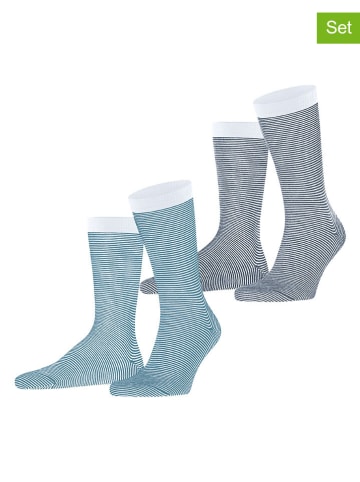 ESPRIT 2er-Set: Socken "Allover Stripe" in Blau