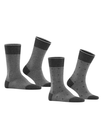 ESPRIT 2er-Set: Socken ''Piqué'' in Grau/ Schwarz