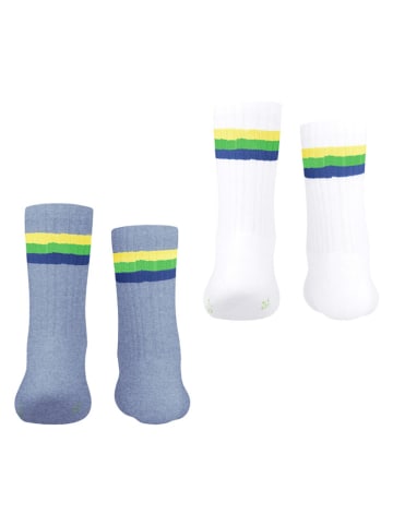 ESPRIT 2er-Set: Socken in Hellblau/ Weiß