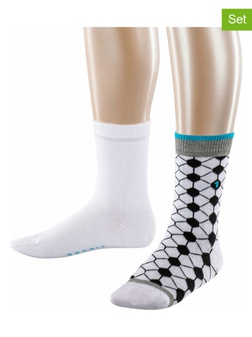 ESPRIT 2er-Set: Socken ''Football'' in Weiß/ Schwarz