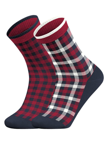 ESPRIT 2-delige set: sokken "Check" bordeaux