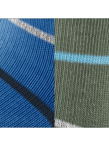 ESPRIT 2er-Set: Socken "Colorful Stripes" in Khaki/ Blau