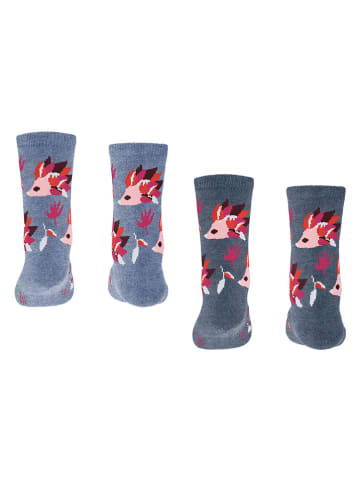ESPRIT 2er-Set: Socken "Hedgehog" in Hellblau/ Anthrazit
