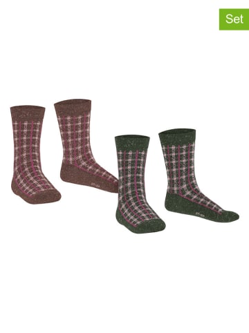 ESPRIT 2-delige set: sokken ''Check'' lichtbruin/groen