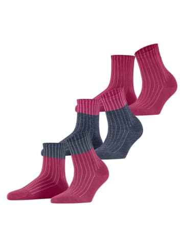 ESPRIT Skarpety (3 pary) w kolorze granatowo-różowym