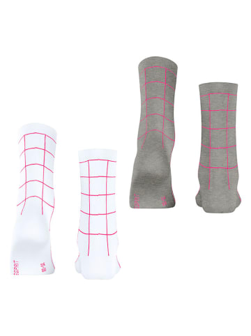 ESPRIT 2er-Set: "Sketched Grid" in Grau/ Weiß