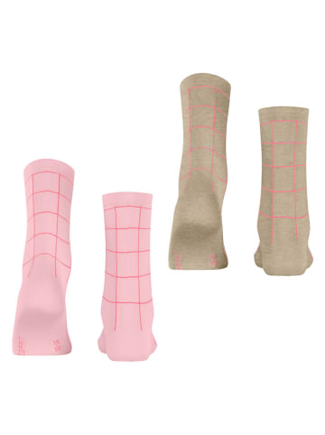 ESPRIT 2er-Set: Socken in Khaki/ Rosa