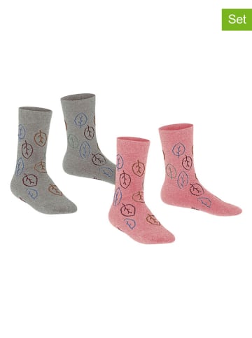 ESPRIT Skarpety (2 pary) "Forest" w kolorze szaro-jasnoróżowym