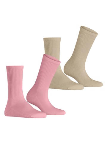 ESPRIT 2er-Set: Socken "Basic Tennis" in Beige/ Rosa