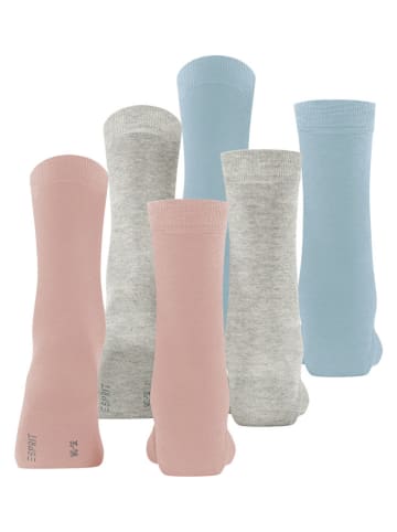 ESPRIT 3er-Set: Socken in Hellblau/ Grau/ Rosa