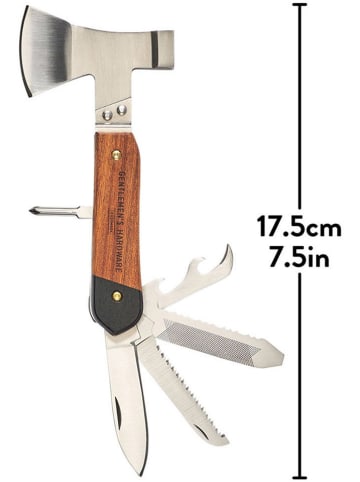 Gentlemen's Hardware 10in1-Multifunktionswerkzeug "Kraft" in Silber/ Hellbraun - (L)17,5 cm