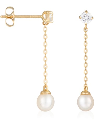 OR ÉCLAT Gouden oorstekers "Moana Pearl" met zoetwaterkweekparels en zirkonia's