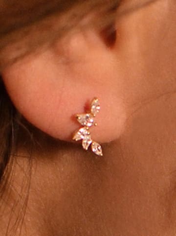 OR ÉCLAT Gouden oorstekers "Five petals" met edelstenen