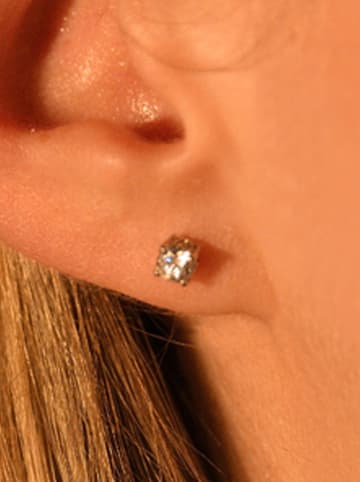 OR ÉCLAT Złote kolczyki-wkrętki z cyrkoniami