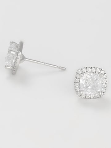 OR ÉCLAT Witgouden oorstekers "Carré brillant" met edelstenen