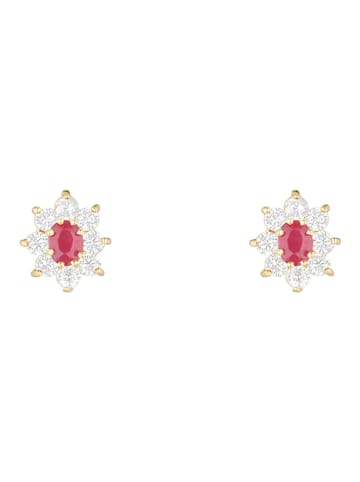OR ÉCLAT Gouden oorstekers "Marguerite Rubis" met edelstenen