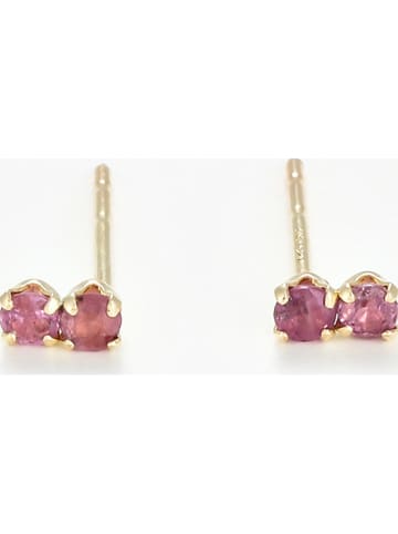 OR ÉCLAT Złote kolczyki-wkrętki "Puces Duo Précieuses" z rubinami