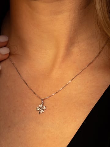 OR ÉCLAT Witgouden hanger "Petit Trèfle" met zirkonia